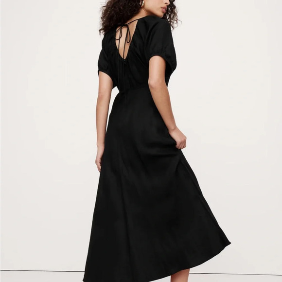 NWT Banana Republic Viscose Linen Blend Black Maxi Dress SZ 10 Purchased 6/1/25 - Picture 5 of 11